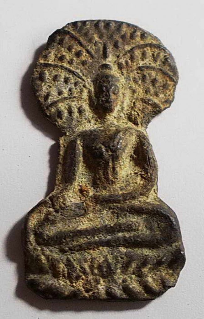 พระขุนแผนใบพุทรา เนื้อชินเงิน กรุวัดใหญ่ชัยมงคล อยุธยา