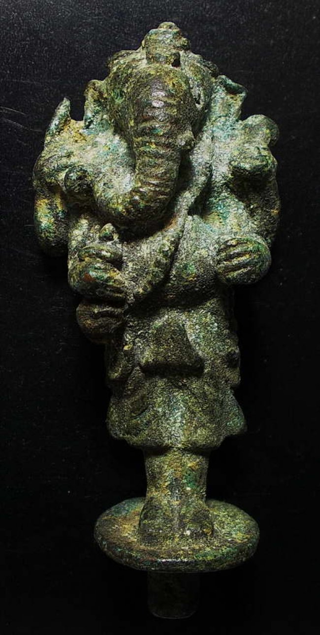 พระพิฆเนศเก่า เนื้อสัมฤทธิ์ สนิมเขียว ปางยืน