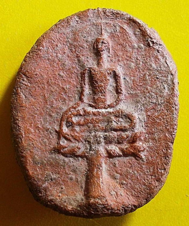 พระขุนแผนใบพุทรา เนื้อดิน กรุวัดใหญ่ชัยมงคล อยุธยา